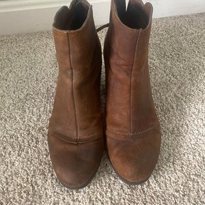 Brown leather booties